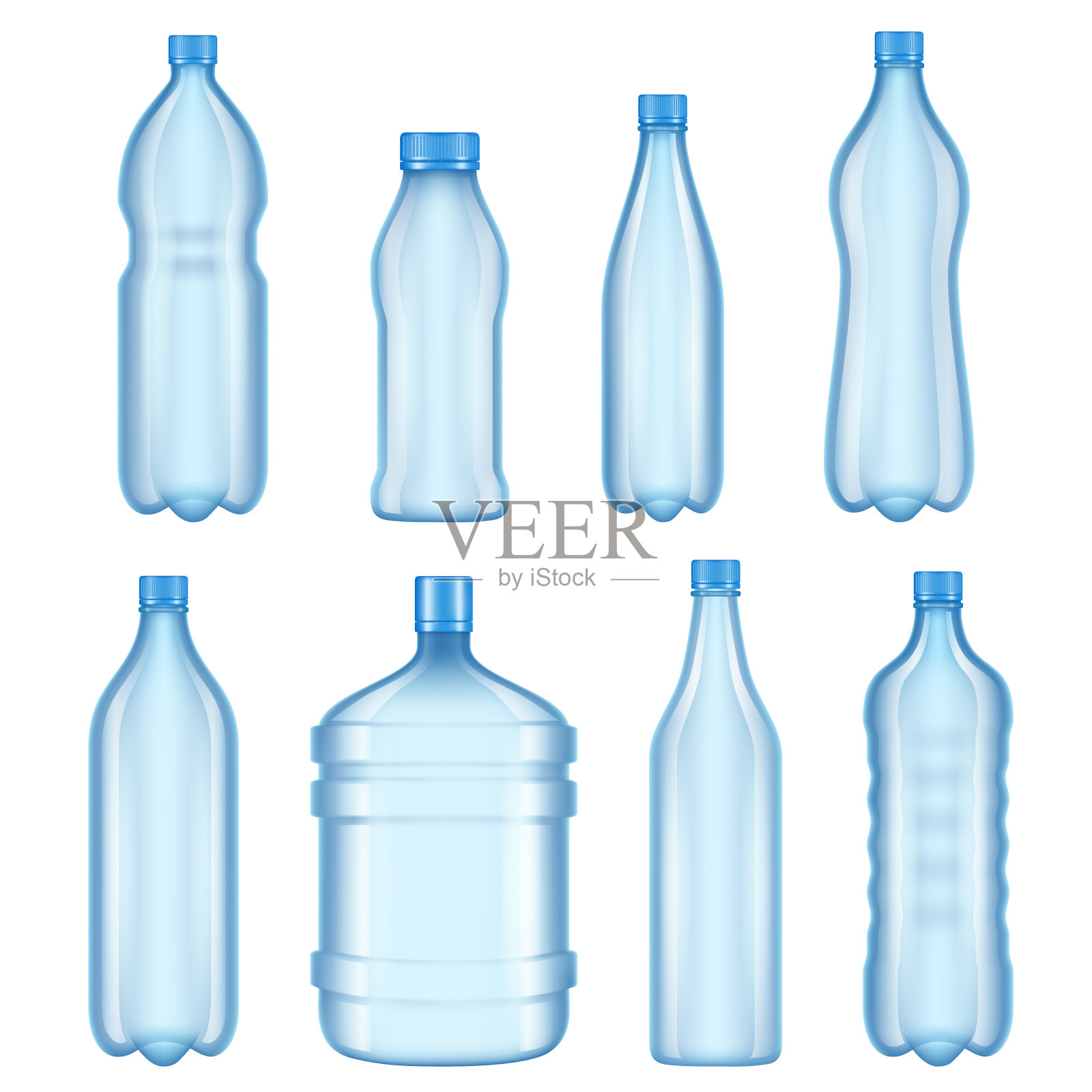 透明的塑料瓶。为水的瓶子的矢量插图插画图片素材