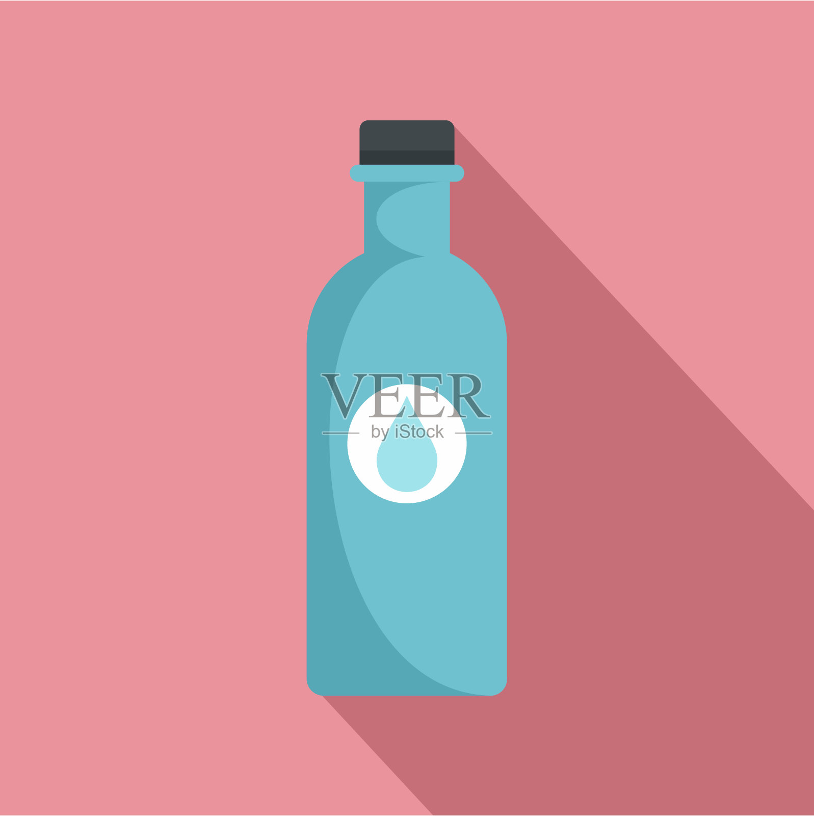 水塑料瓶图标，扁平样式插画图片素材