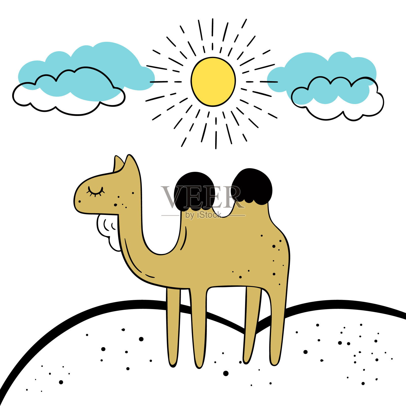 矢量插图的骆驼。斯堪的纳维亚的动机。卡通的背景。插画图片素材