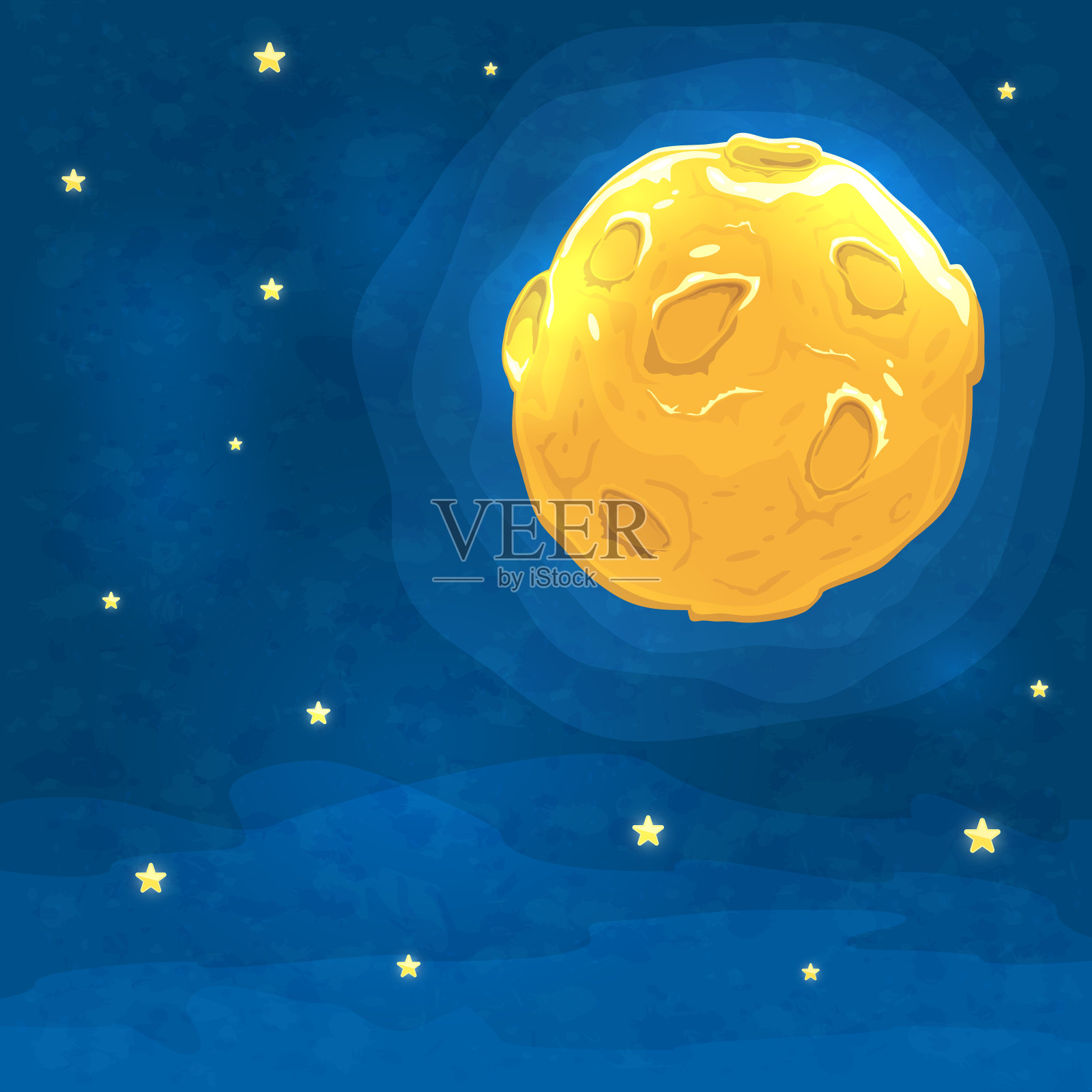 有月亮和星星的夜空插画图片素材