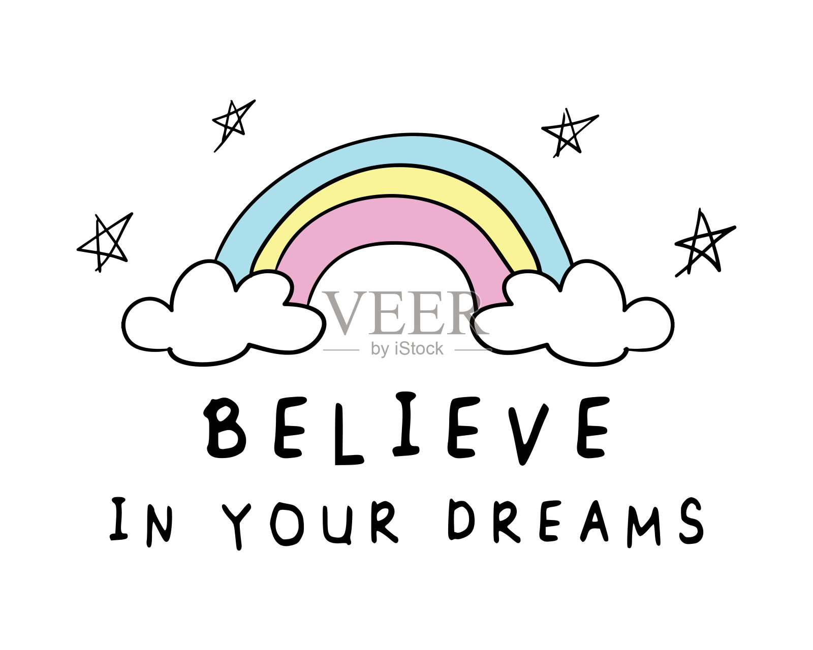 相信你的梦想文字和彩虹/矢量插图设计插画图片素材