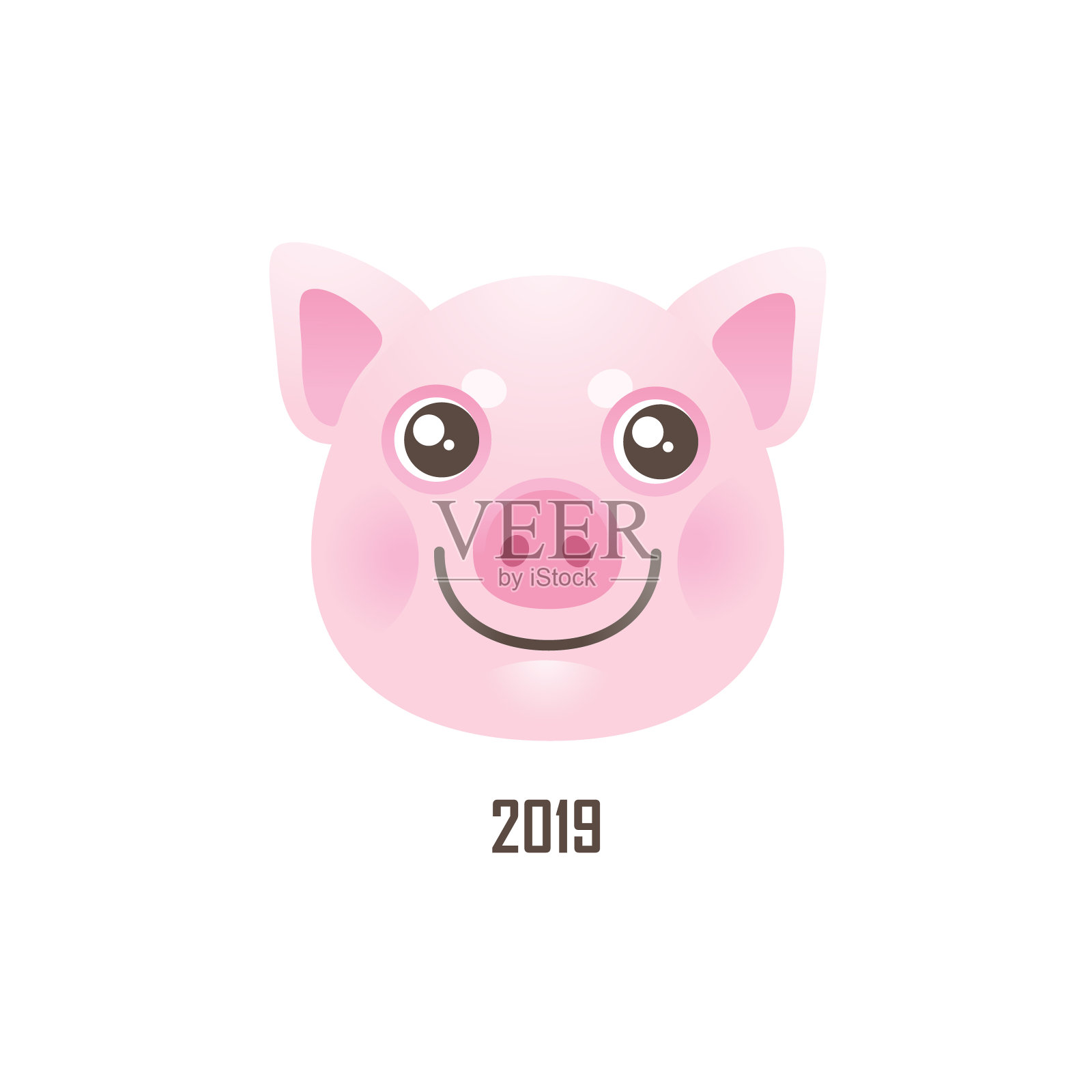这是一只可爱的猪，象征着农历2019年。设计元素图片