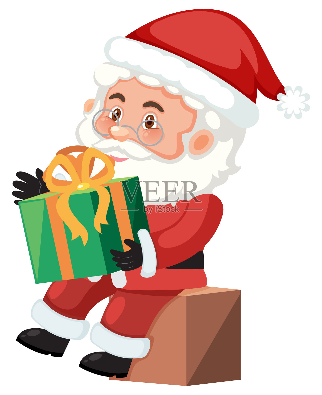 圣诞老人拿着礼物插画图片素材