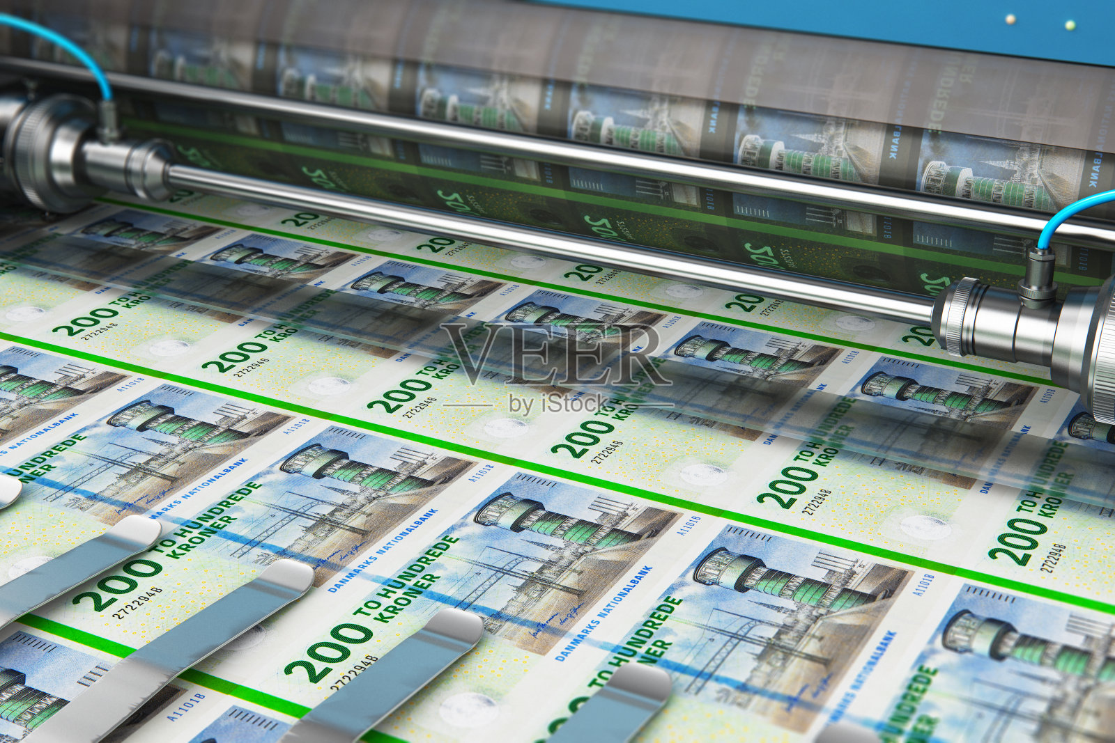 印制200丹麦克朗钞票照片摄影图片