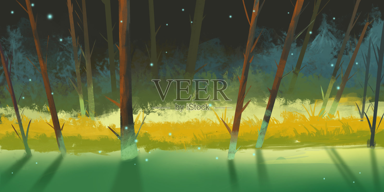 森林。现实的风格。电子游戏数字CG艺术品插画图片素材