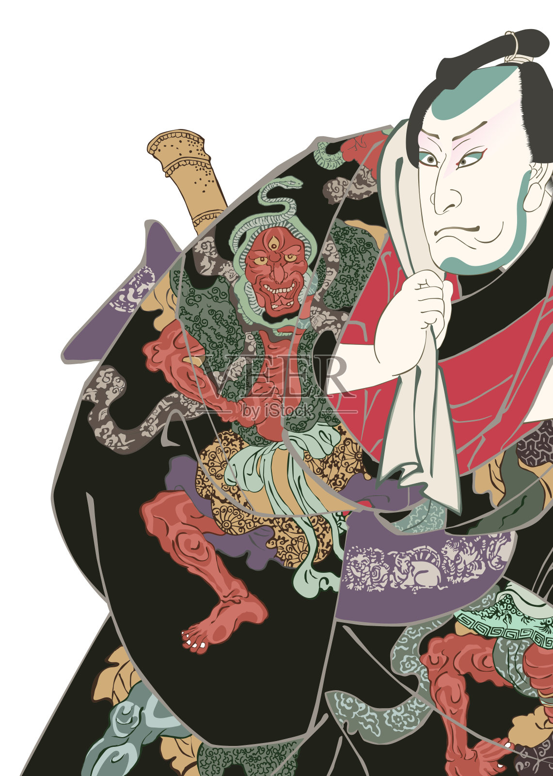 歌舞伎“dateotoko ksyouarasoi”山游说插画图片素材