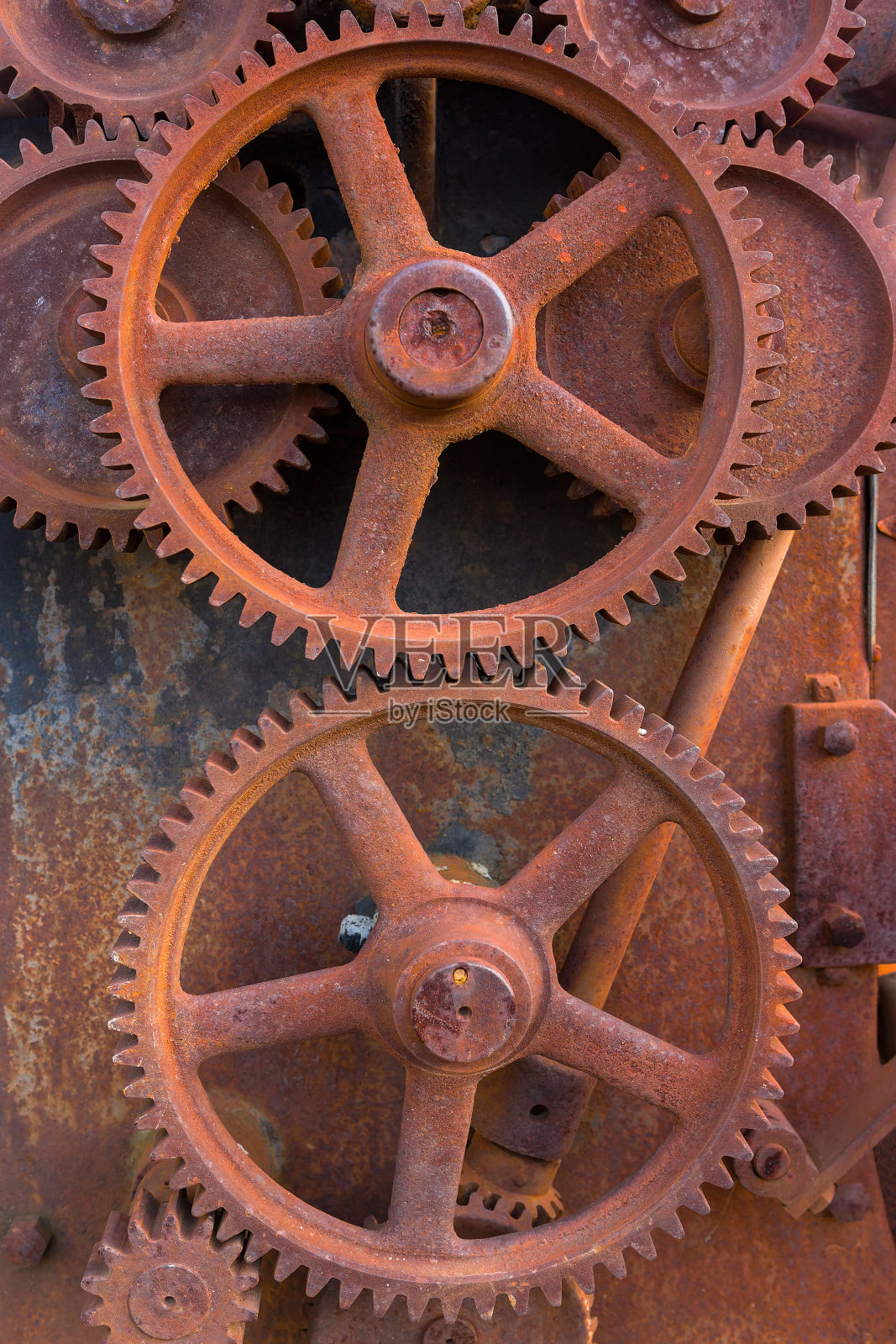 生锈的齿轮旧农机机械金属垃圾纹理背景照片摄影图片