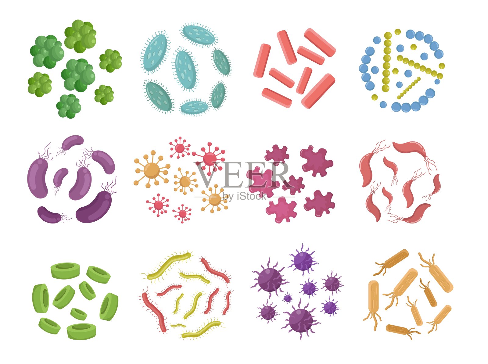大set细菌和大流行病毒生物学载体插图卡通插画图片素材