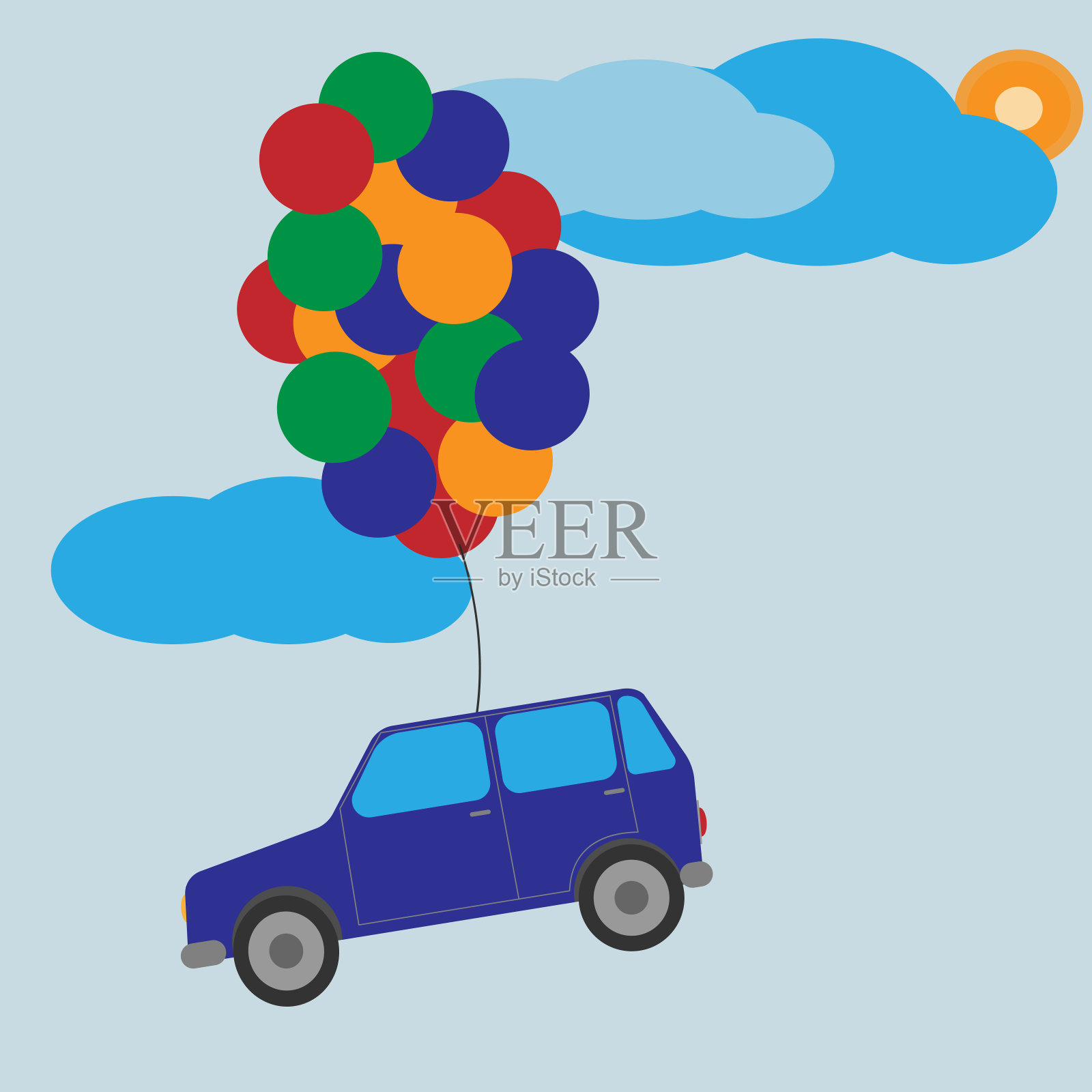 汽车气球矢量图形设计元素图片