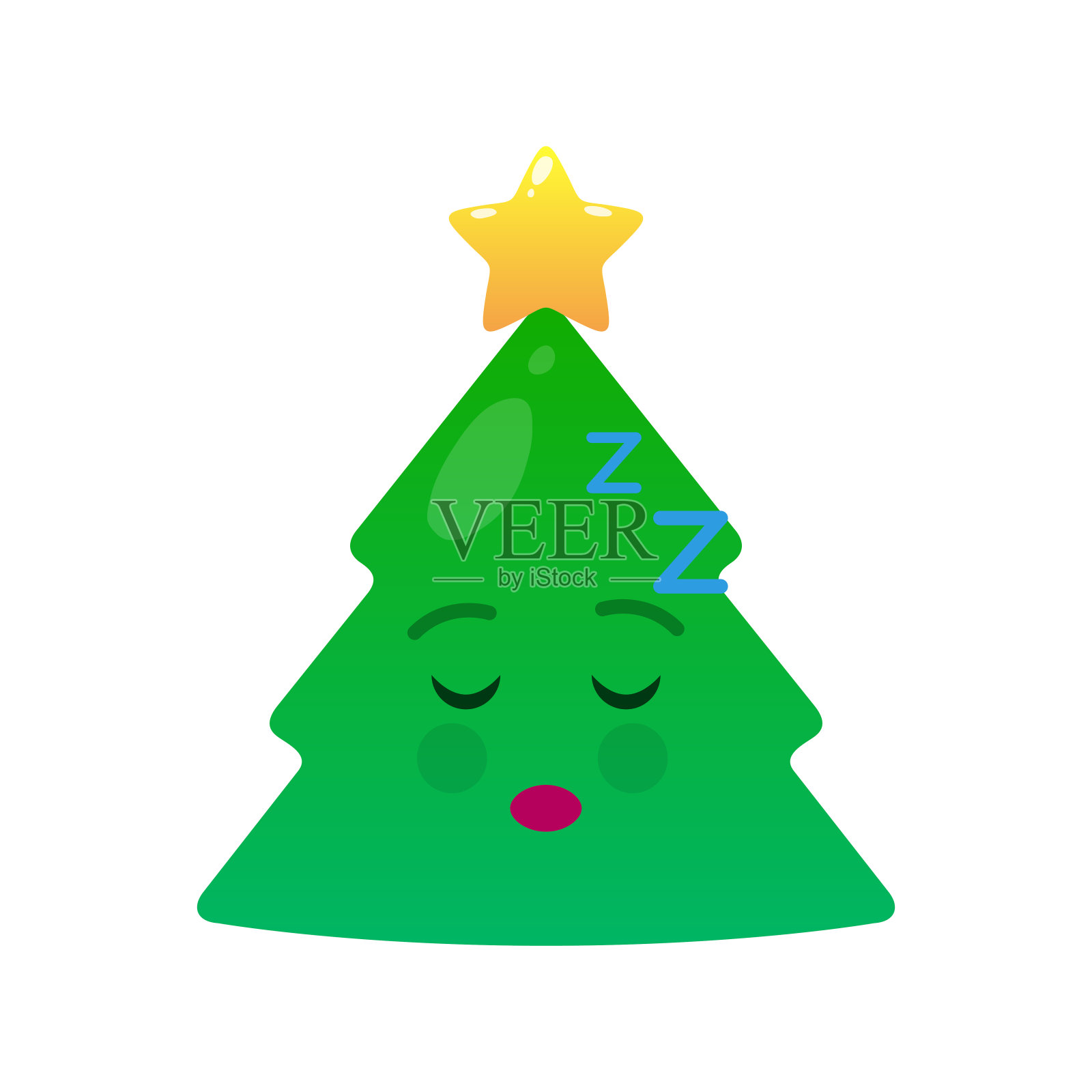 放松的圣诞树孤立的表情插画图片素材