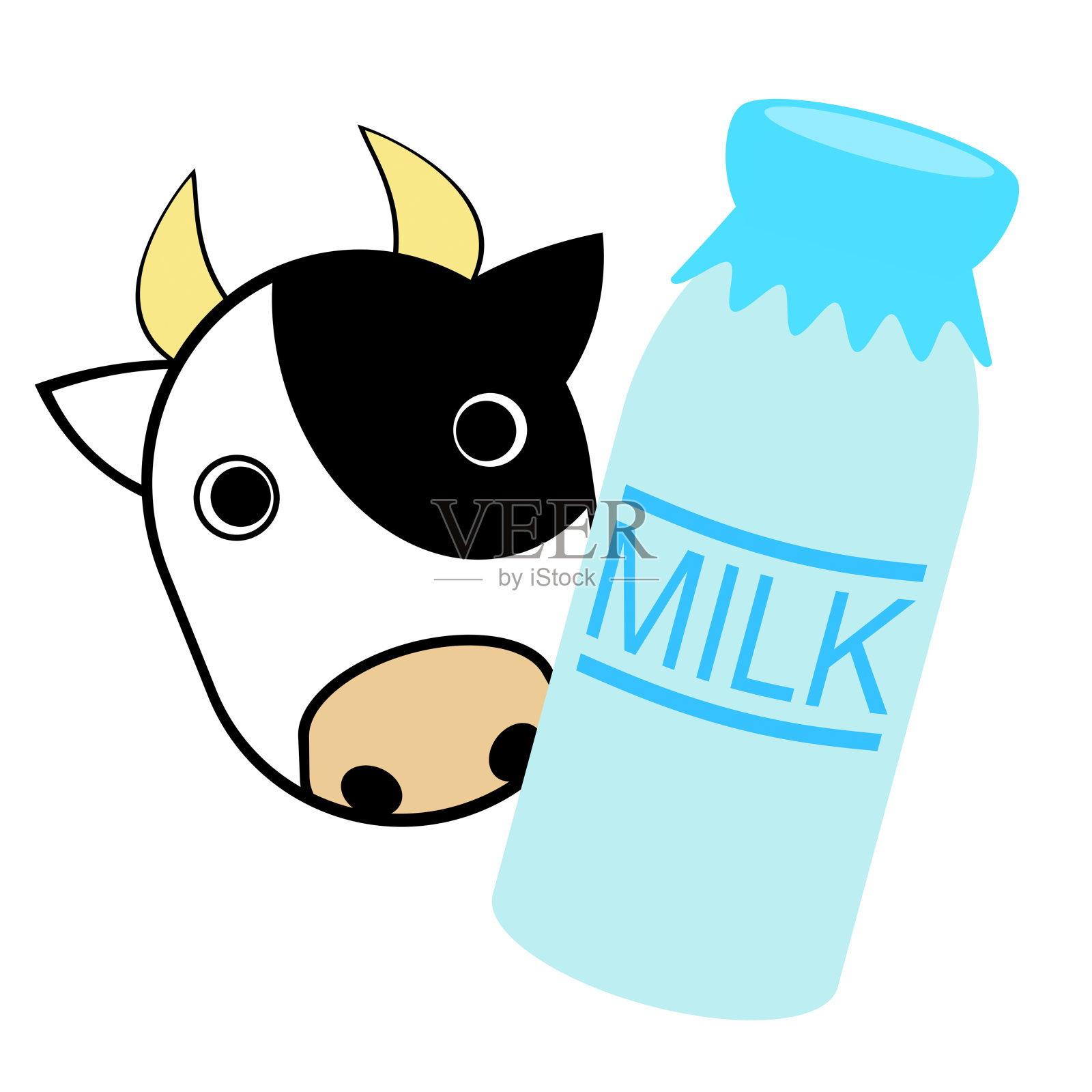 牛奶和奶牛插画图片素材
