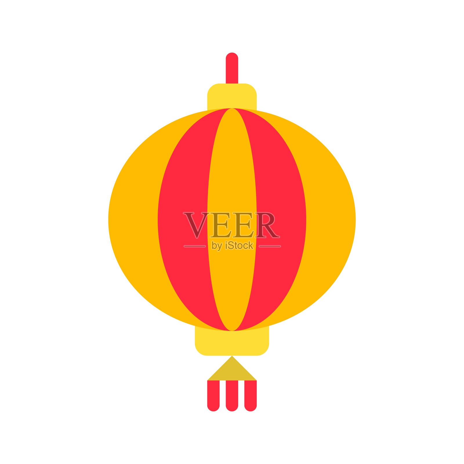 灯笼矢量，中国农历新年平图标图标素材