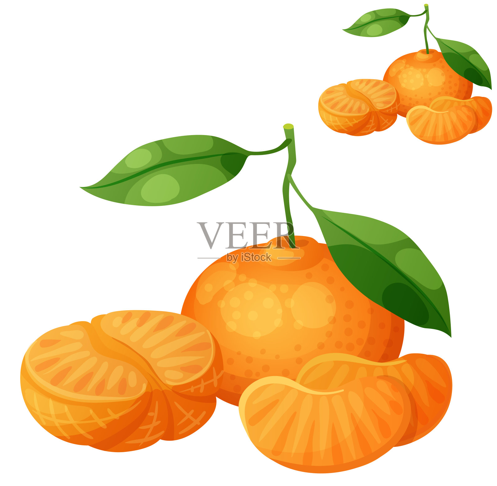 橘子(普通话)。卡通矢量图标设计元素图片
