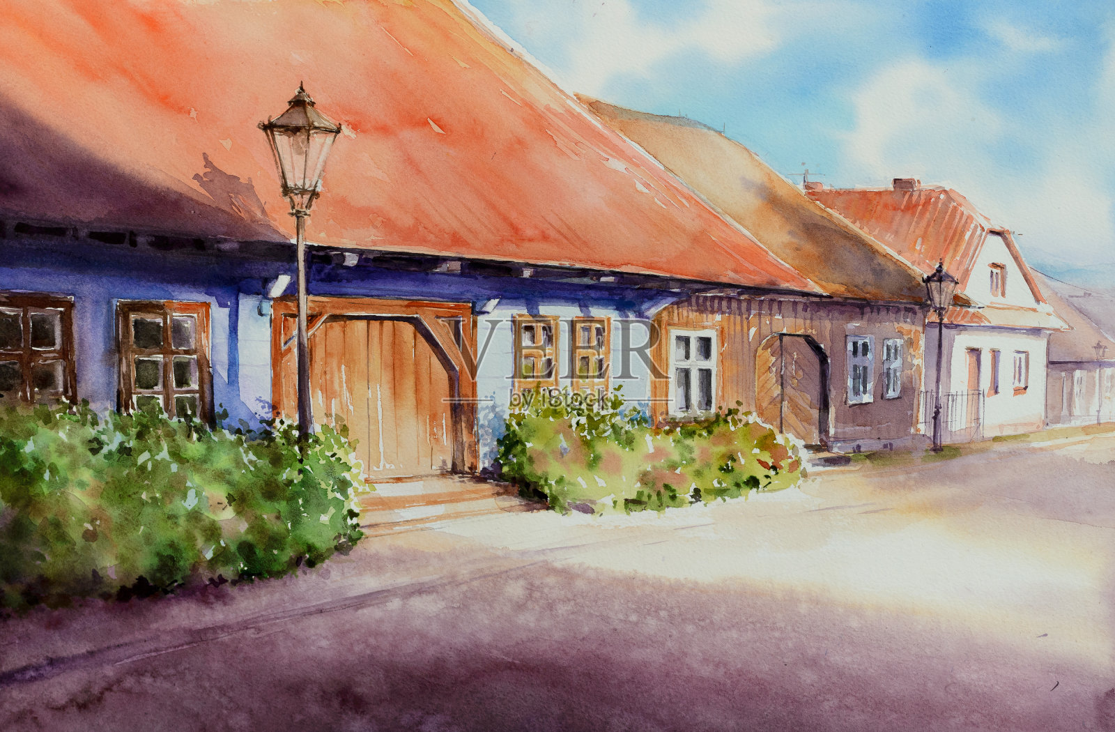 波兰的一个小村庄。插画图片素材