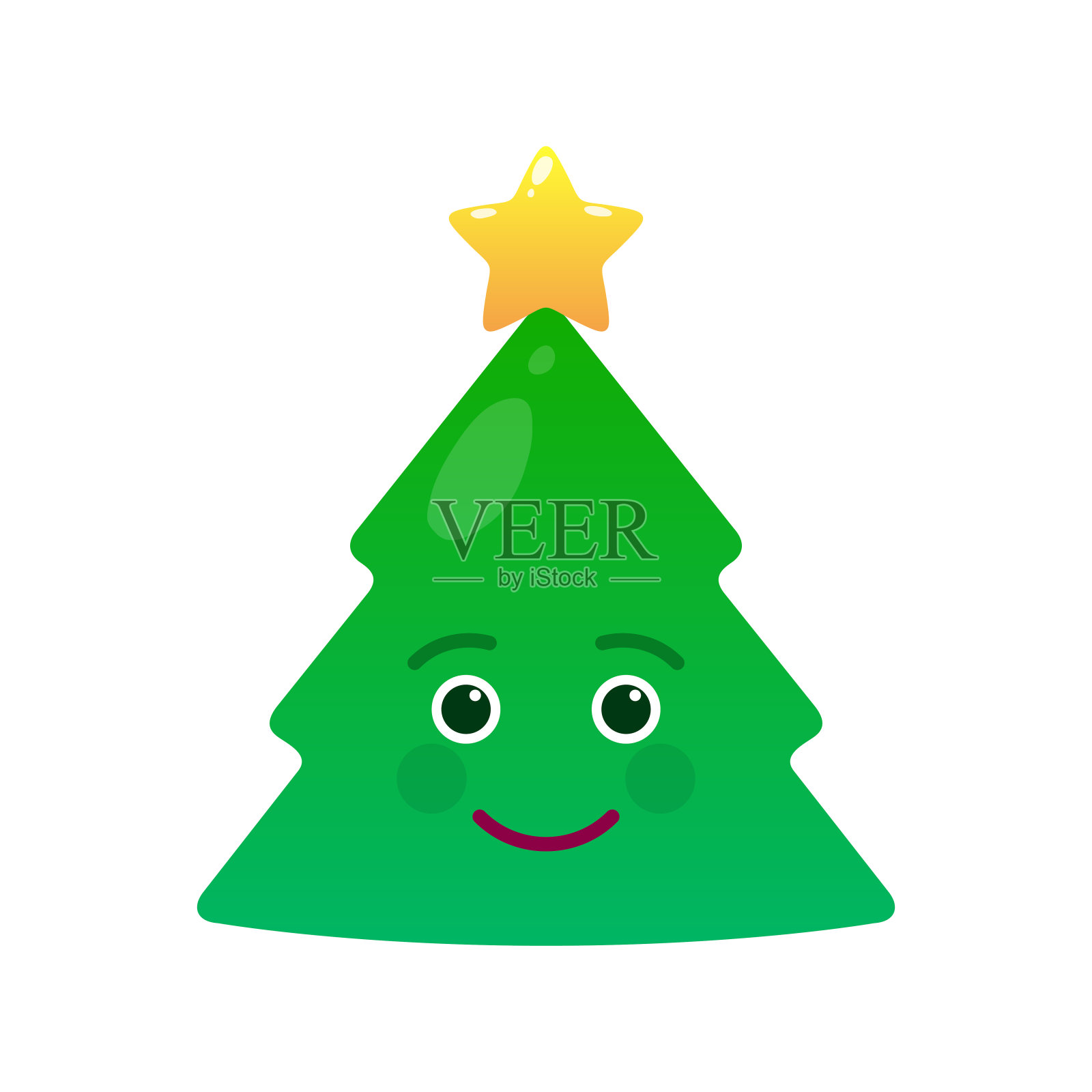 快乐的圣诞树孤立的表情设计元素图片