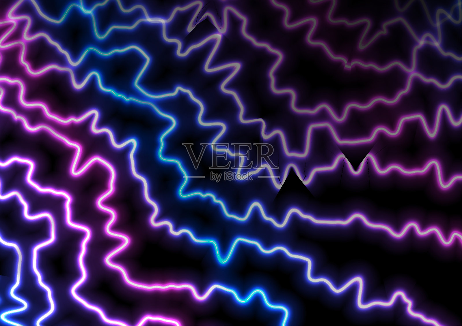 蓝紫色抽象霓虹粗线背景插画图片素材