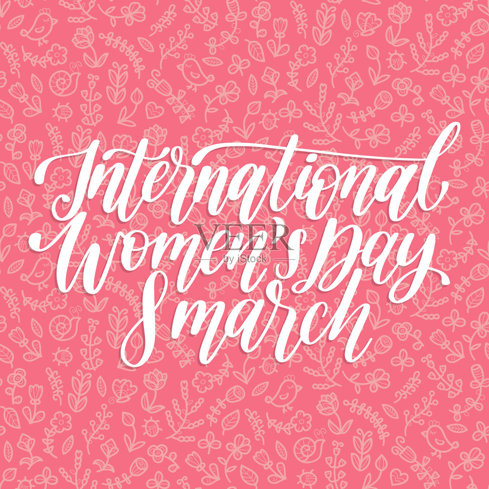 国际妇女节手写字母矢量贺卡，横幅等。3月8日。插画图片素材