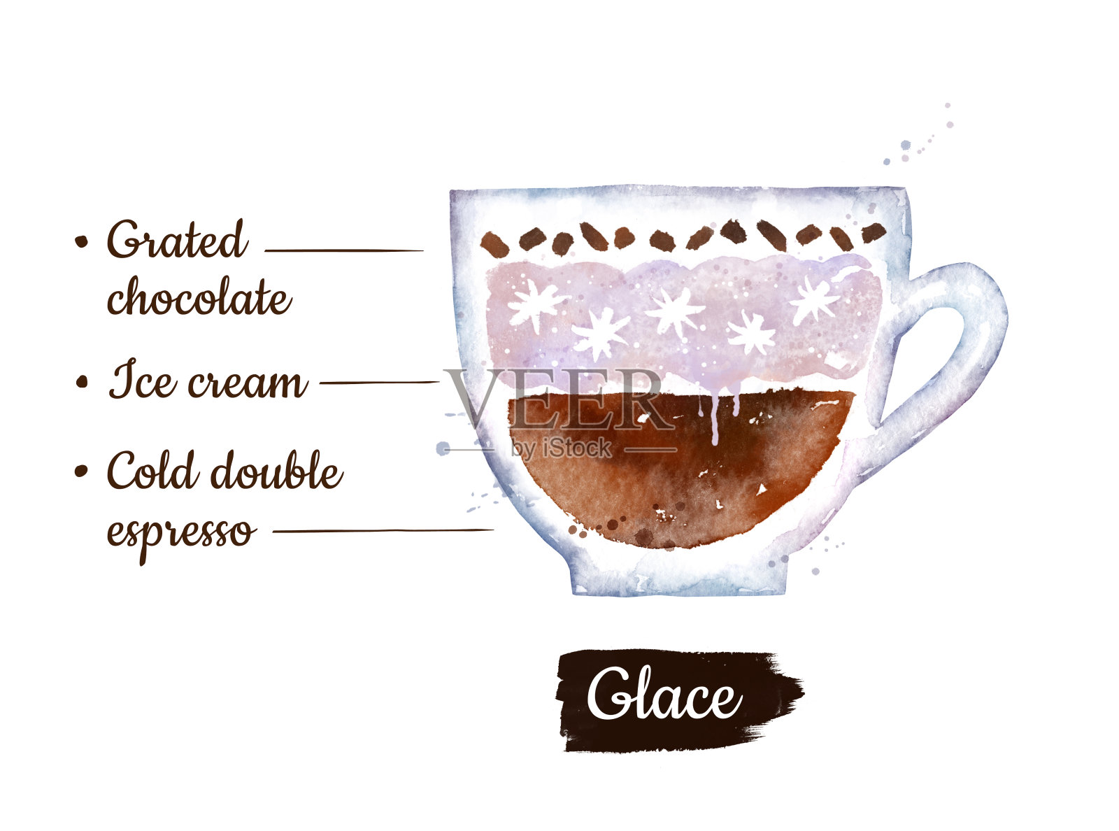 格蕾丝咖啡的水彩侧视图插图插画图片素材