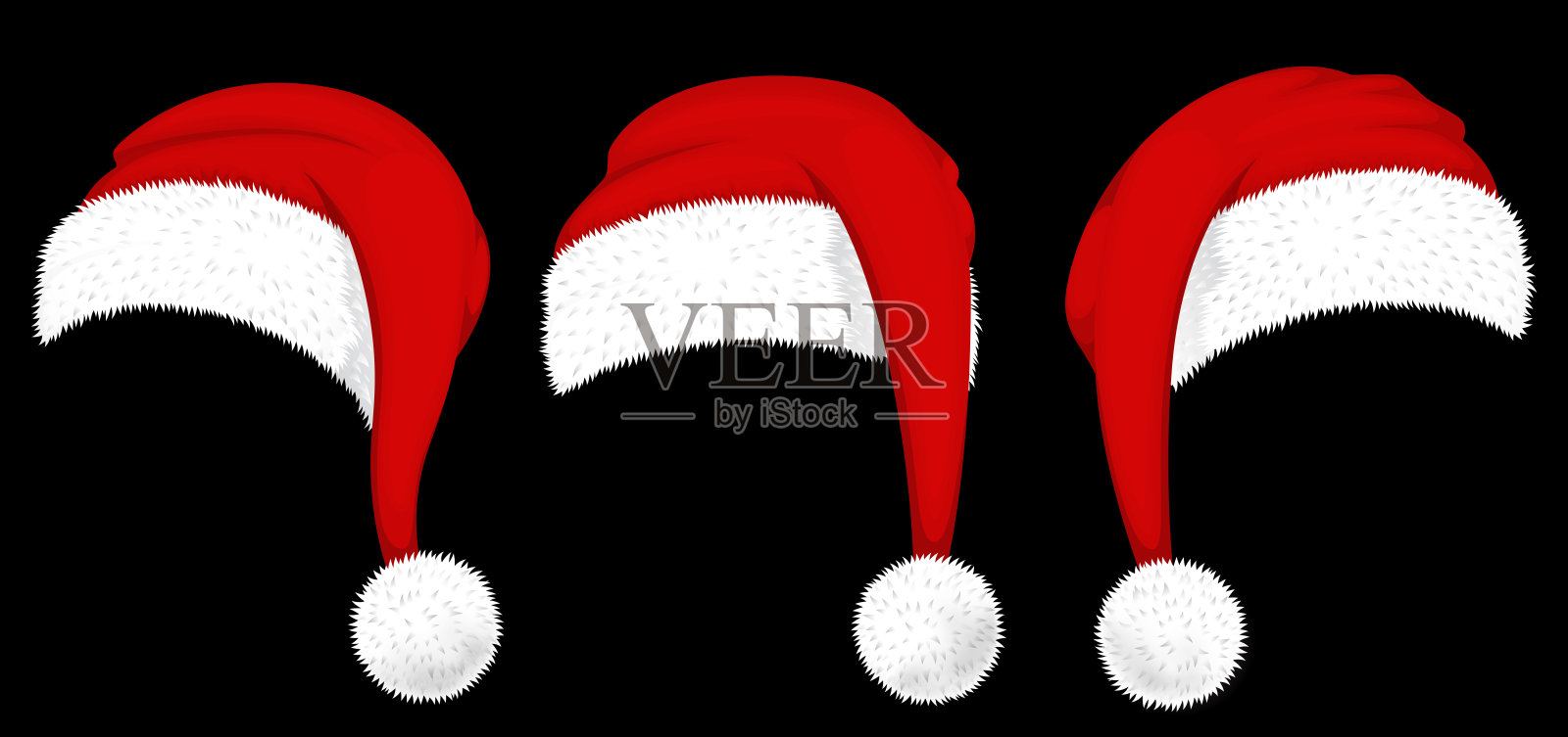 圣诞老人的红帽子孤立在透明的背景上。插图插画图片素材