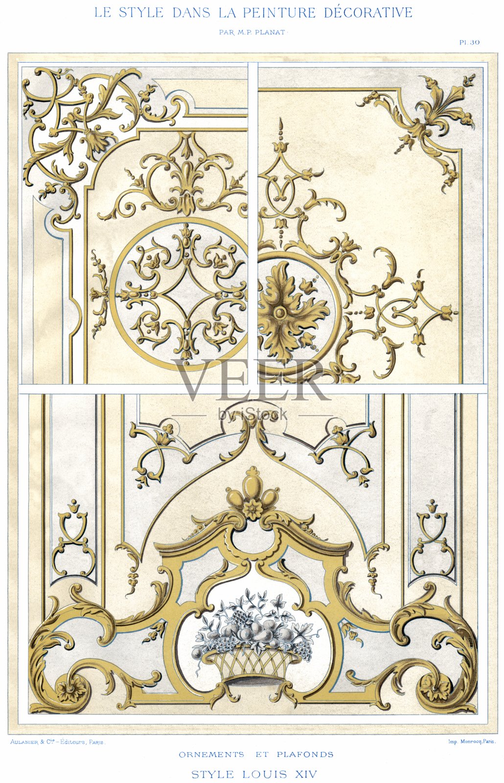路易十四风格-装饰和天花板，从装饰油漆1892插画图片素材