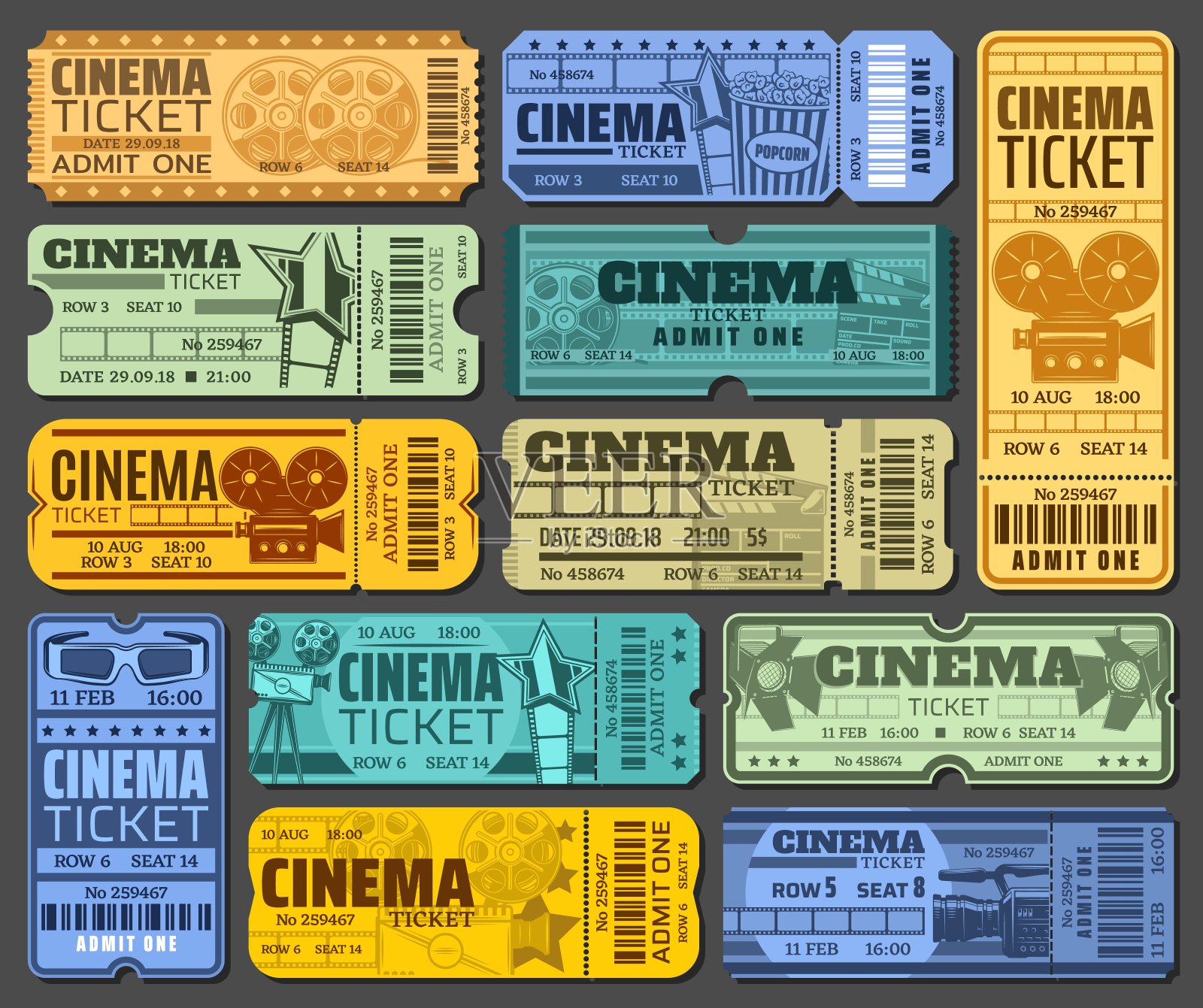 电影表演或降神会的电影票设计模板素材