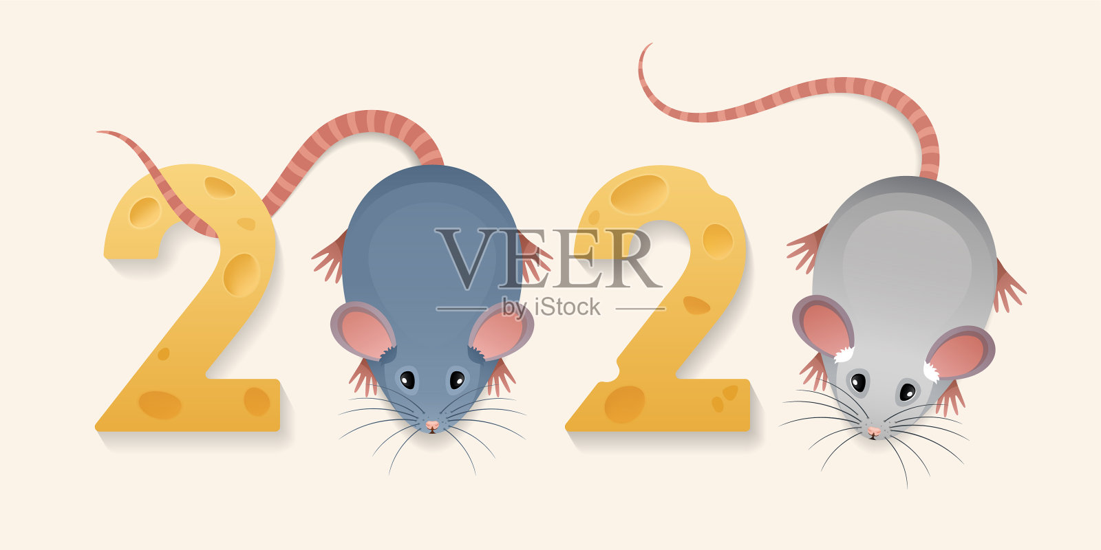 2020年新年快乐。鼠年。插画图片素材