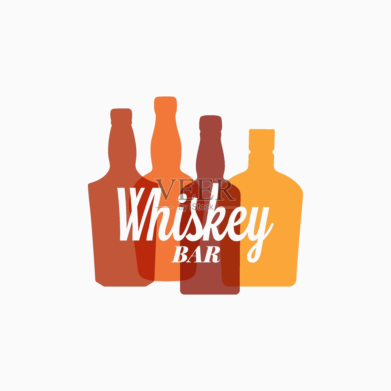 威士忌瓶子。威士忌颜色横幅上的白色背景设计元素图片
