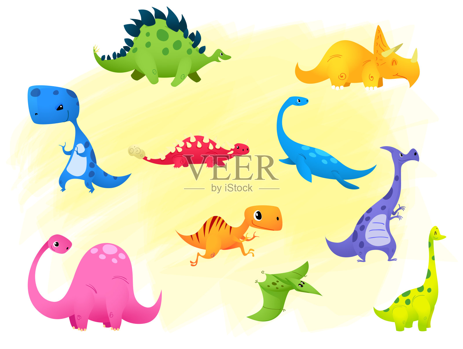设置侏罗纪爬行动物矢量插图插画图片素材