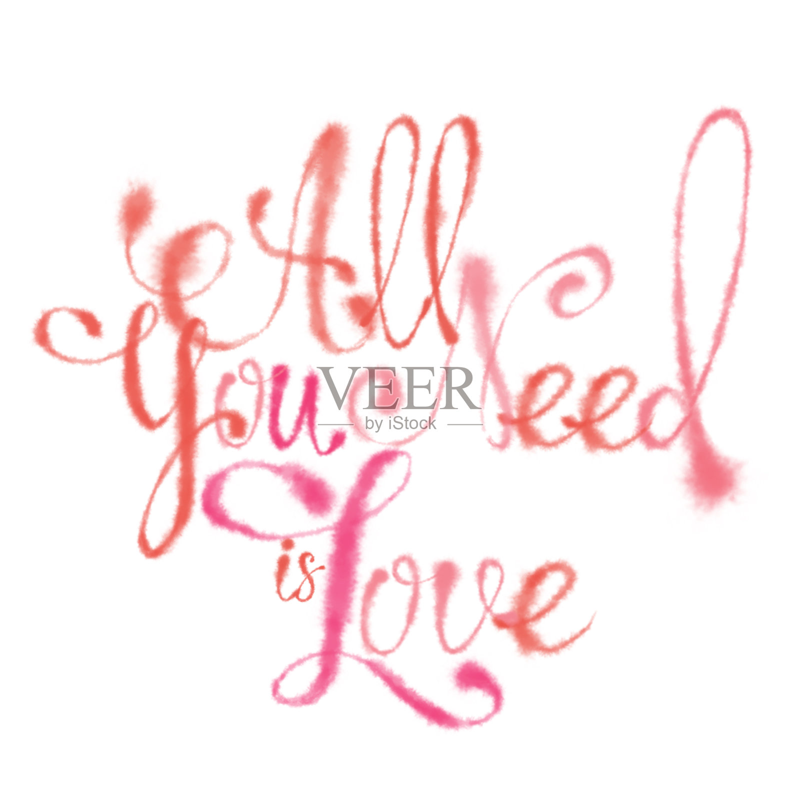 爱的讯息粉红色书法标语孤立在白色的背景。插画图片素材