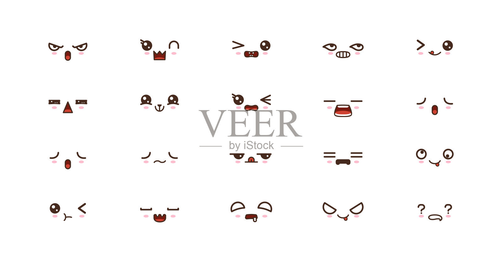 卡哇伊的微笑表情符号。日本emoji设计元素图片