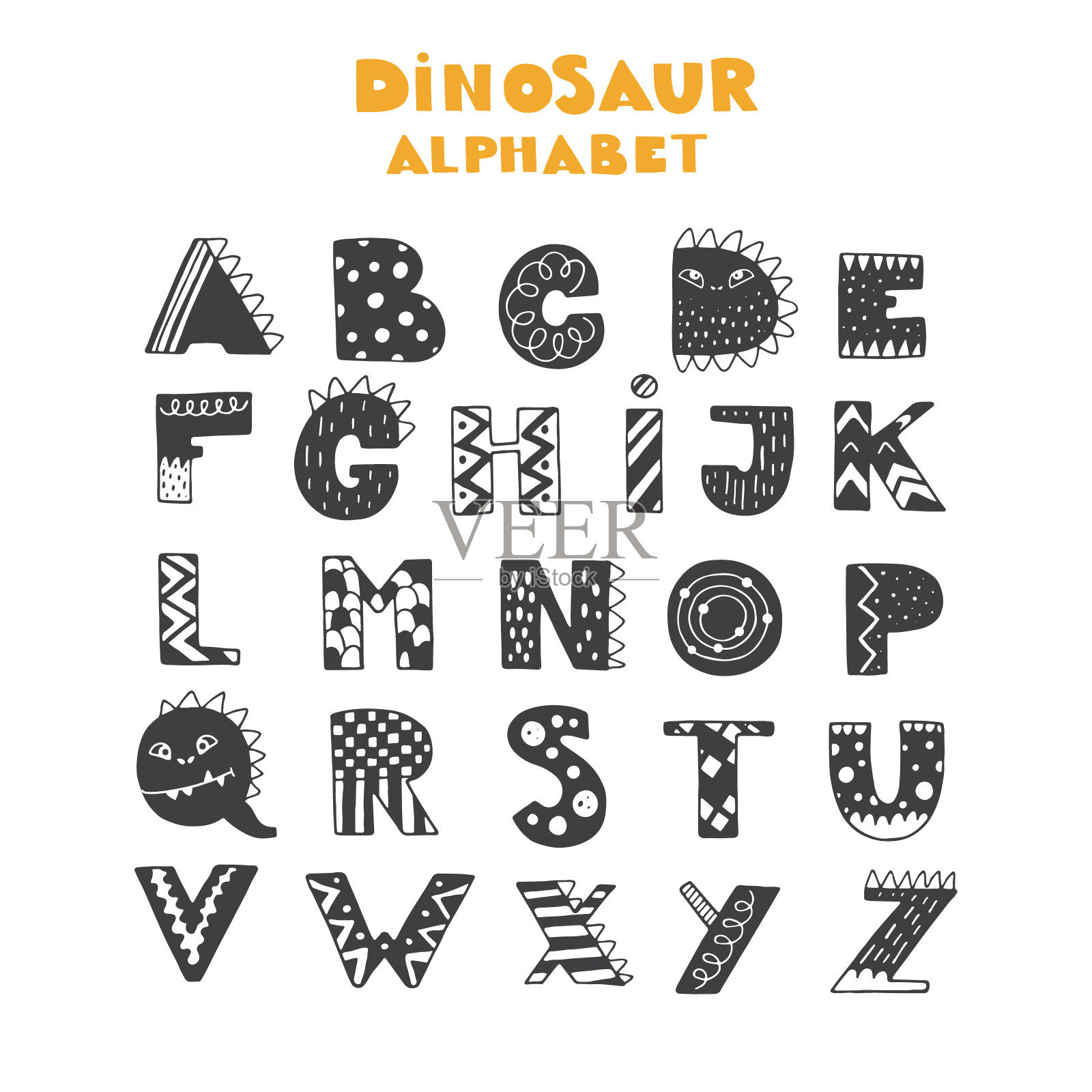 恐龙向量字母表插画图片素材