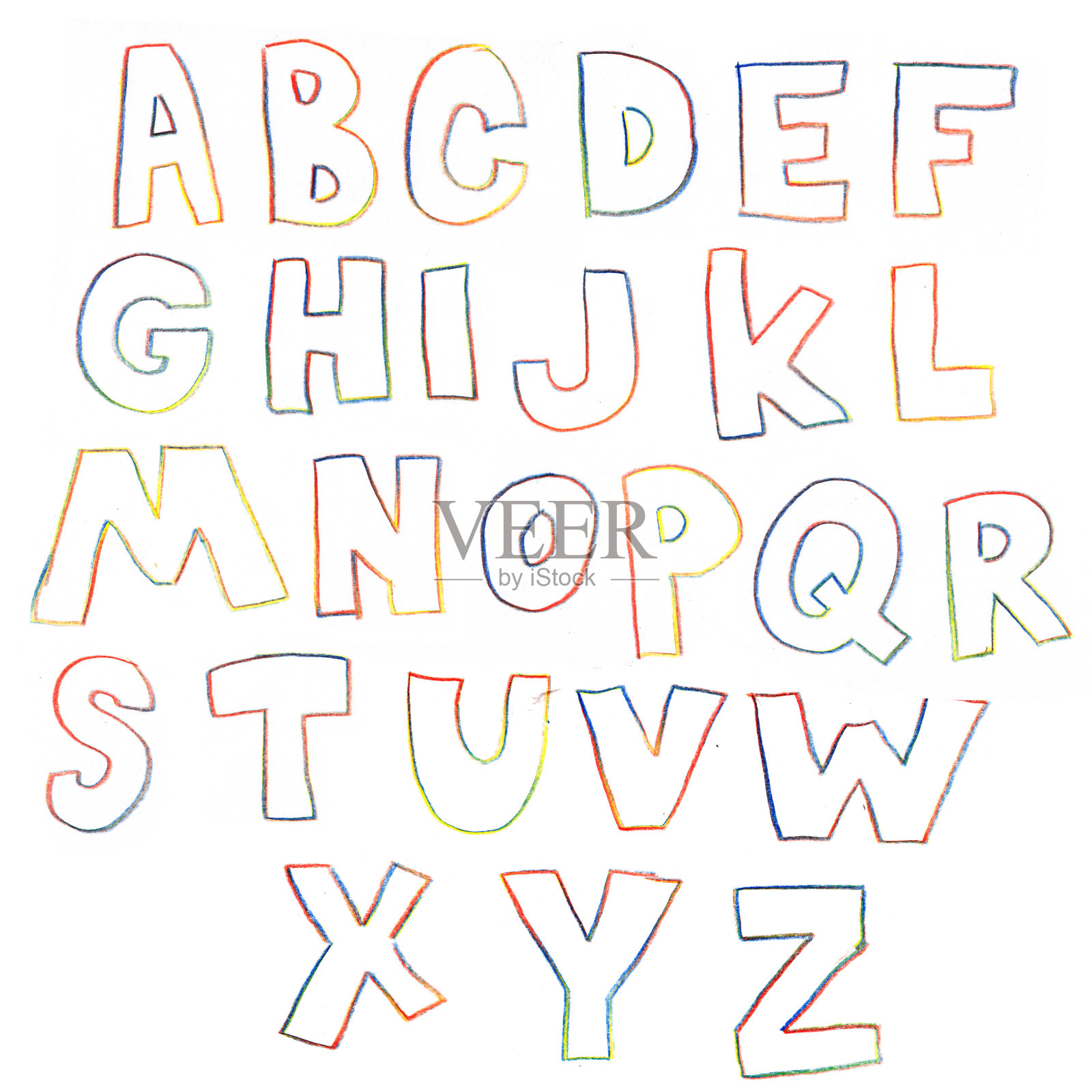 彩虹字母手绘设计元素图片