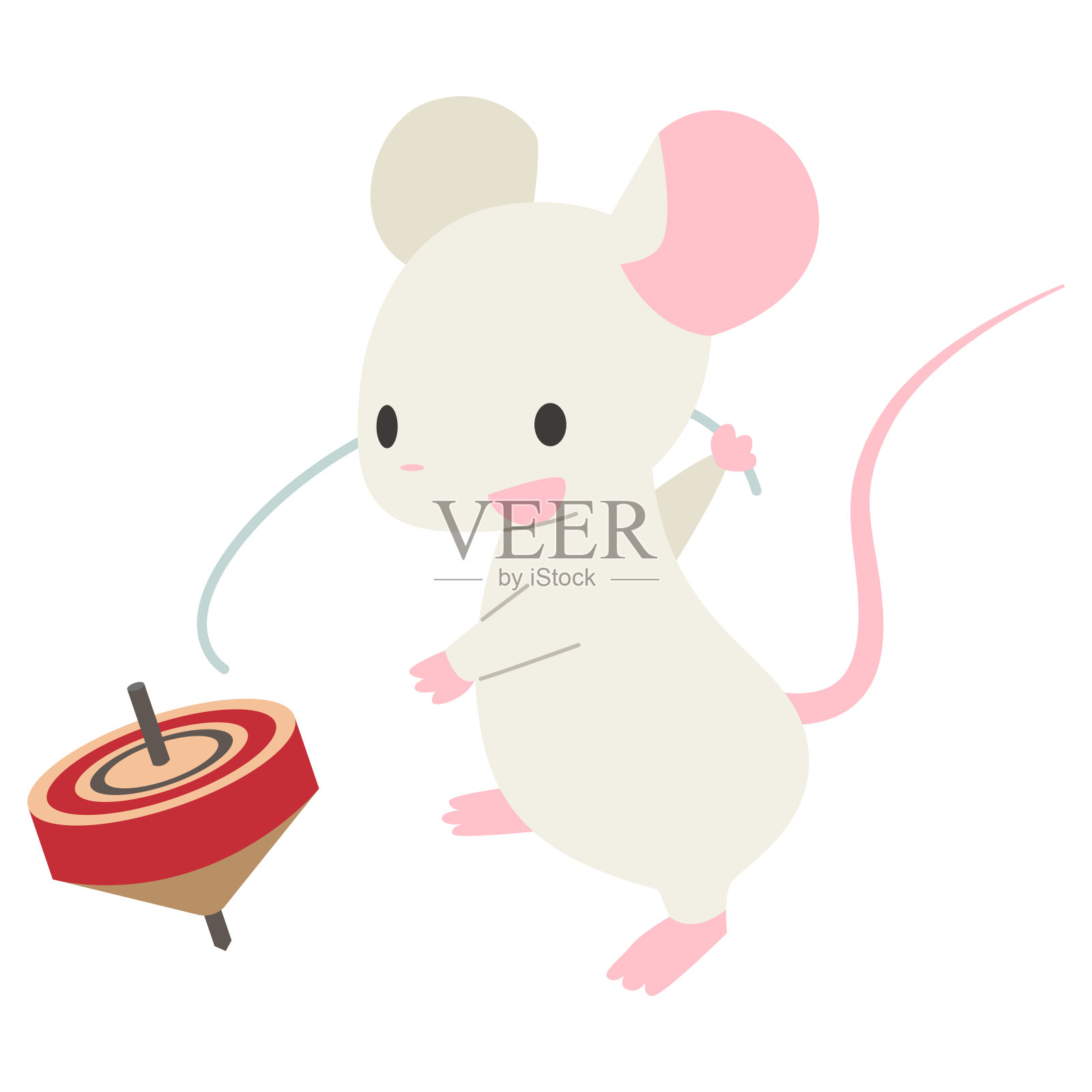鼠标玩陀螺插画图片素材