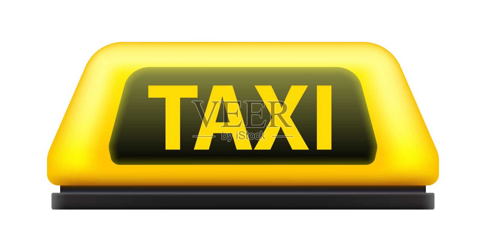 创意矢量插画黄色出租车服务车车顶标志在街道上模糊的灯光背景。艺术设计模板。抽象概念图形散景元素插画图片素材