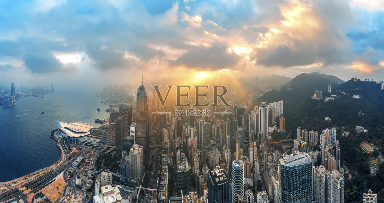香港城市全景的天空角度照片摄影图片