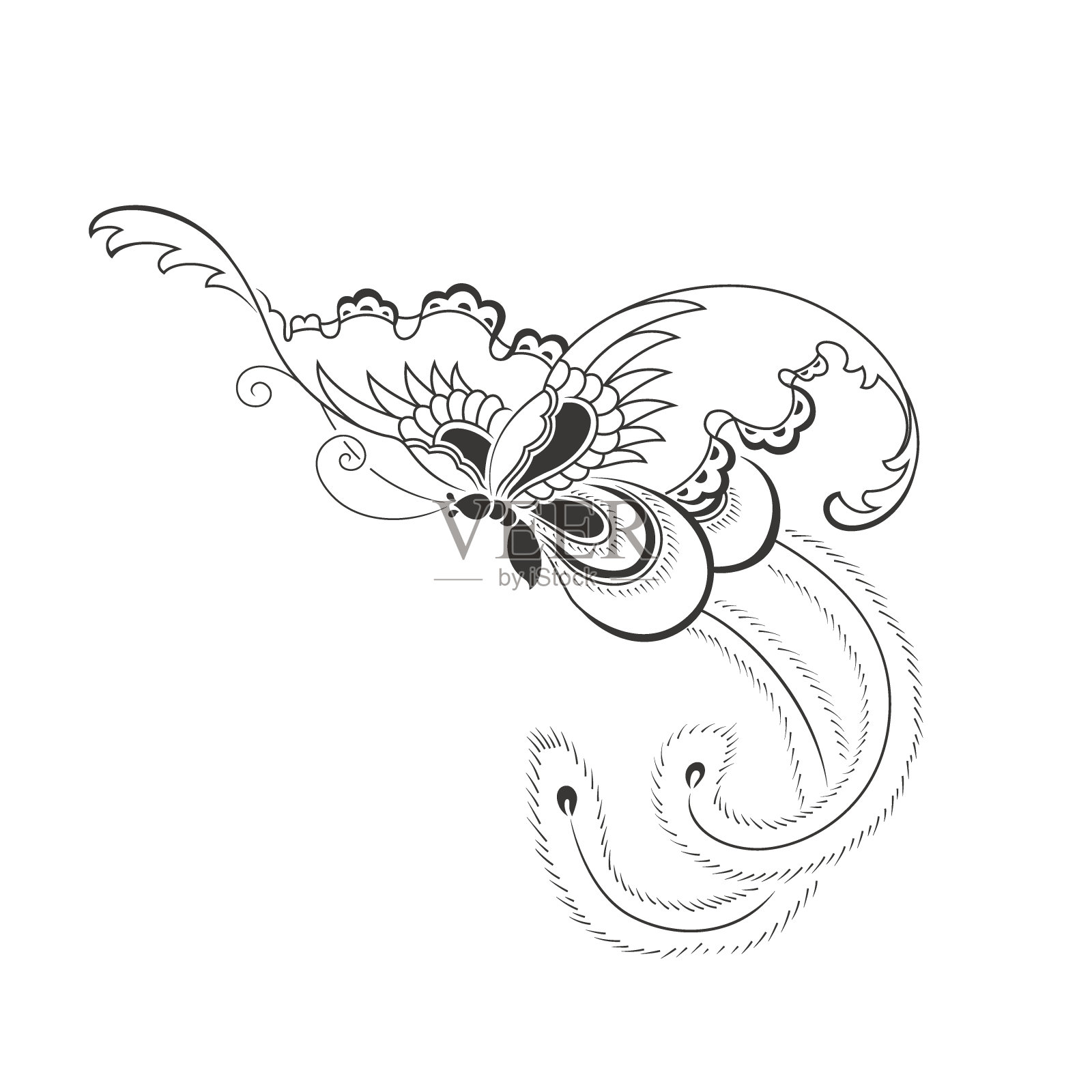 中式蝴蝶图案插画图片素材