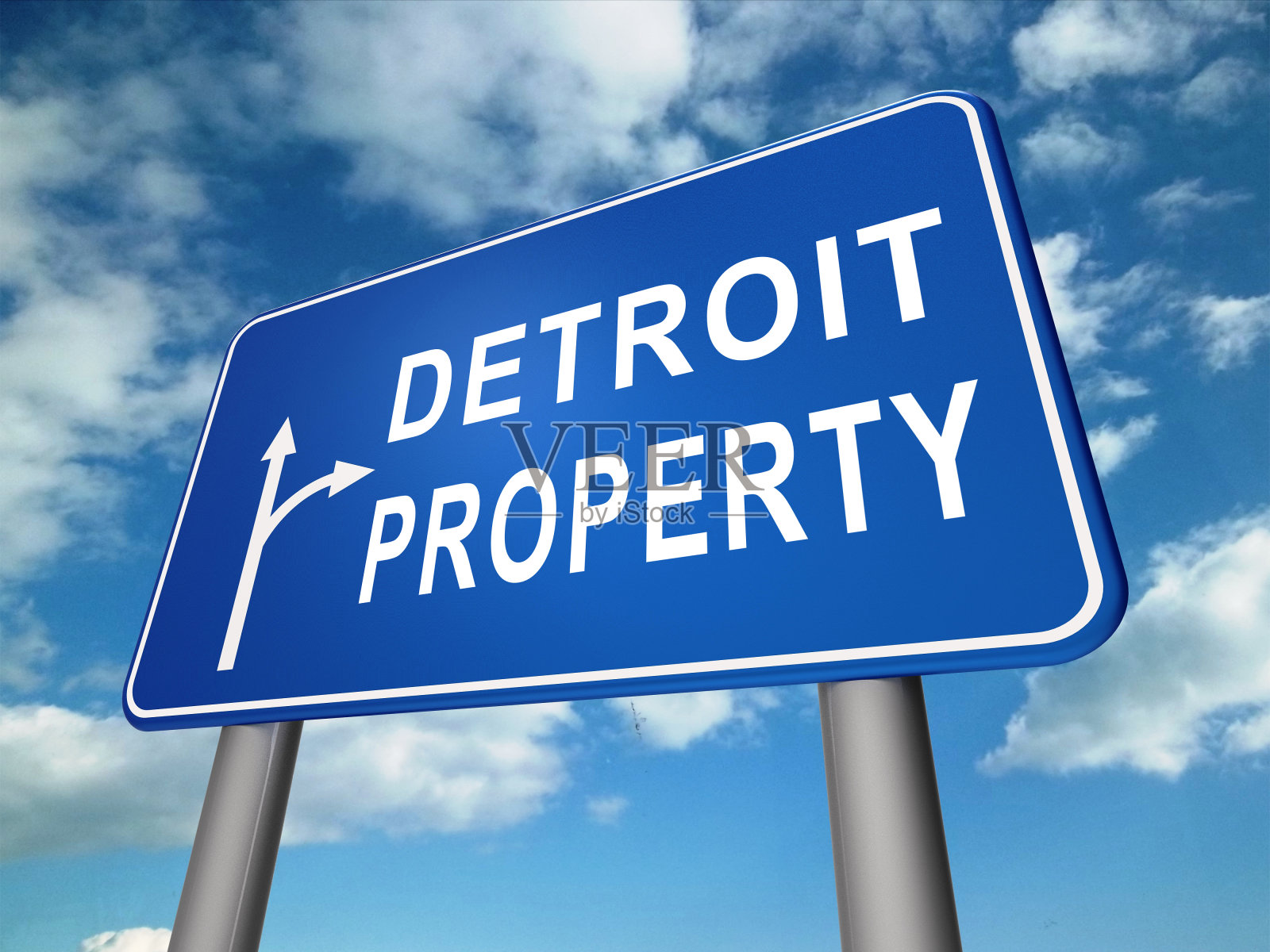 底特律房产标志表示房地产出售或购买在密歇根- 3d插图照片摄影图片