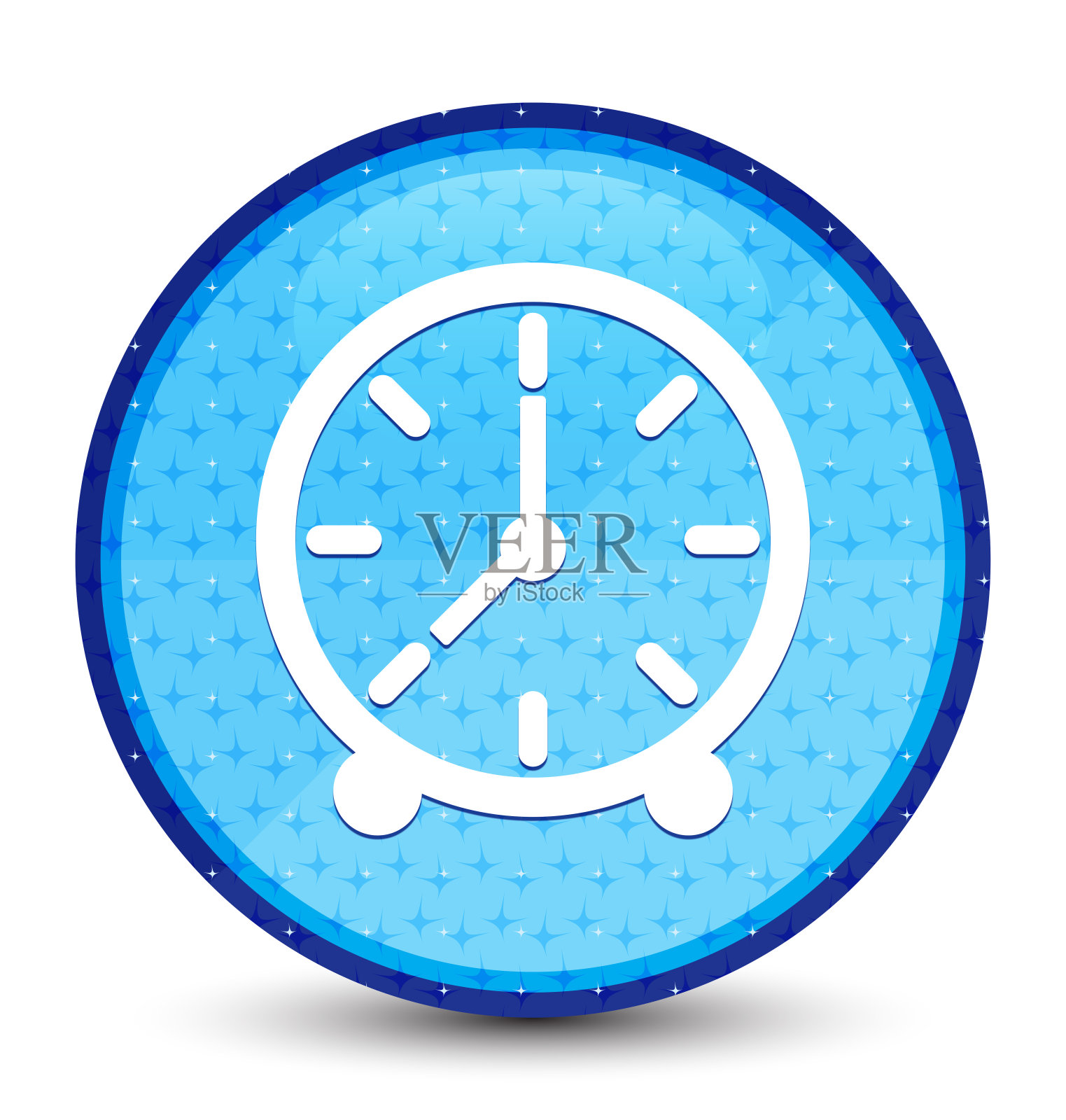 时钟图标星系青色蓝色圆形按钮插画图片素材