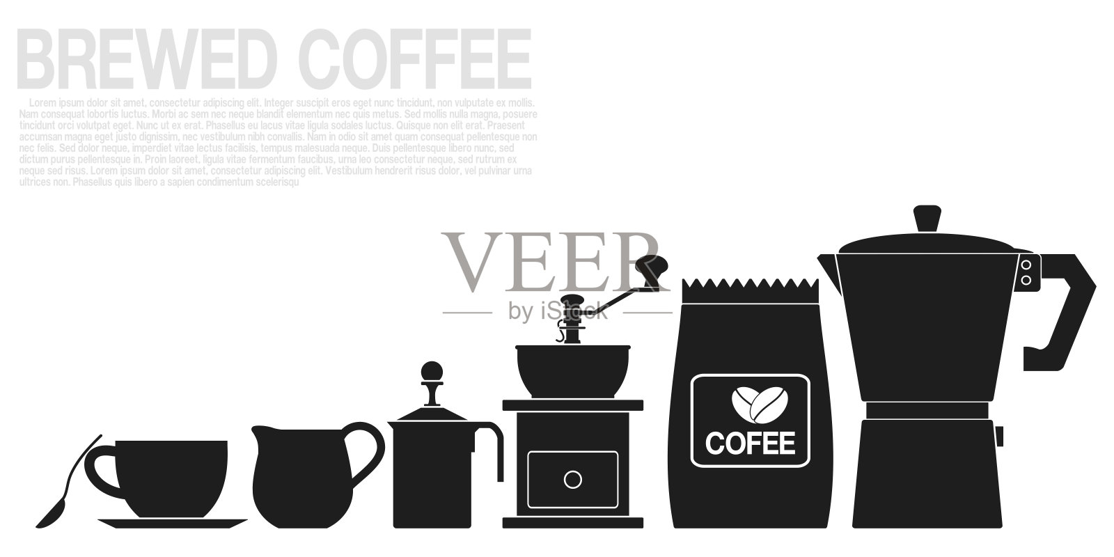 煮咖啡设备的单色图标插画图片素材