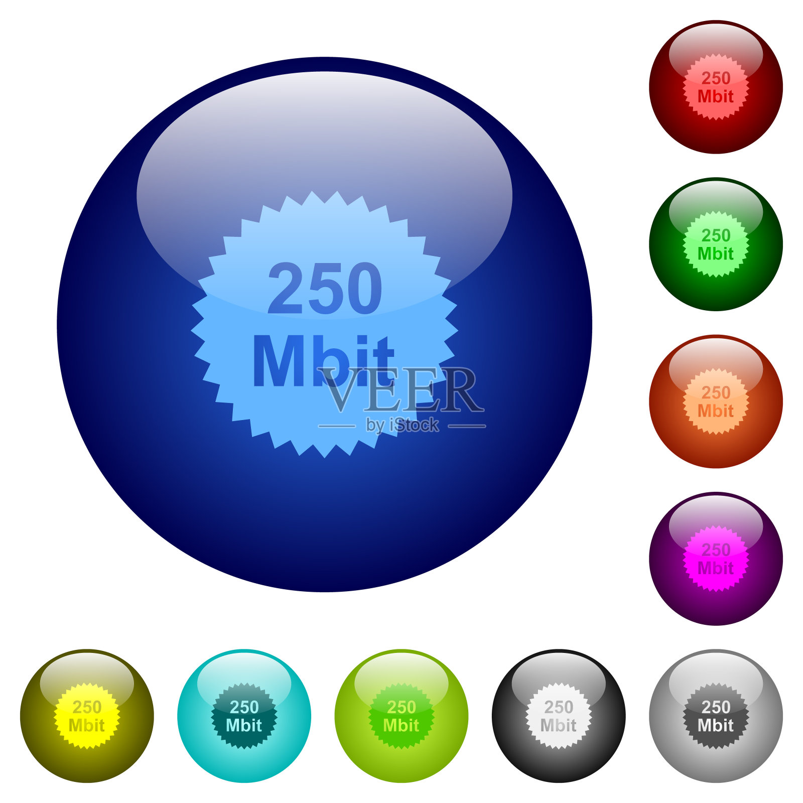 250mbit保证贴纸彩色玻璃按钮插画图片素材
