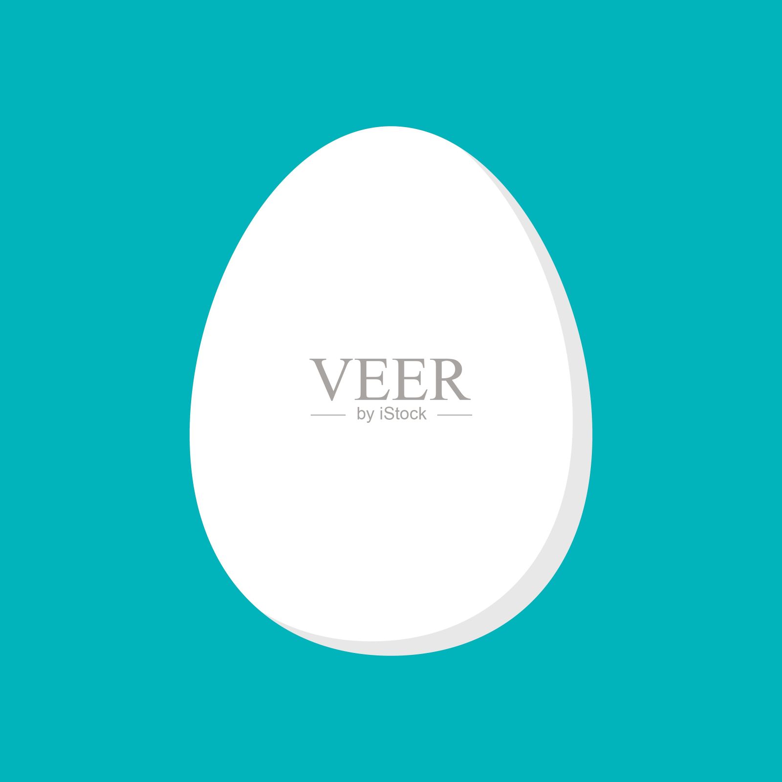 矢量白单写实动物蛋。鸡蛋与蓝色背景上的柔和阴影隔离。插画图片素材