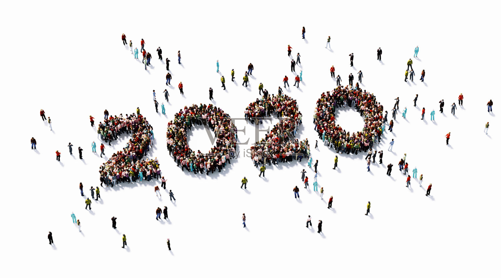 人群在白色背景下形成2020照片摄影图片