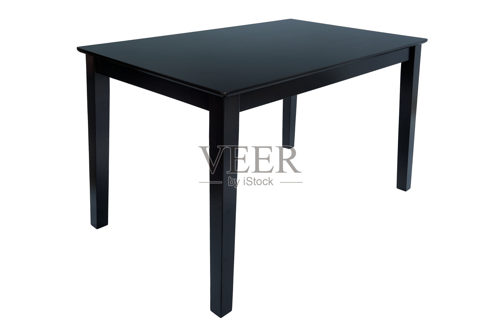 客厅或厨房用的黑色木桌。优雅的经典餐桌吃，孤立在白色的背景，剪切路径包括照片摄影图片