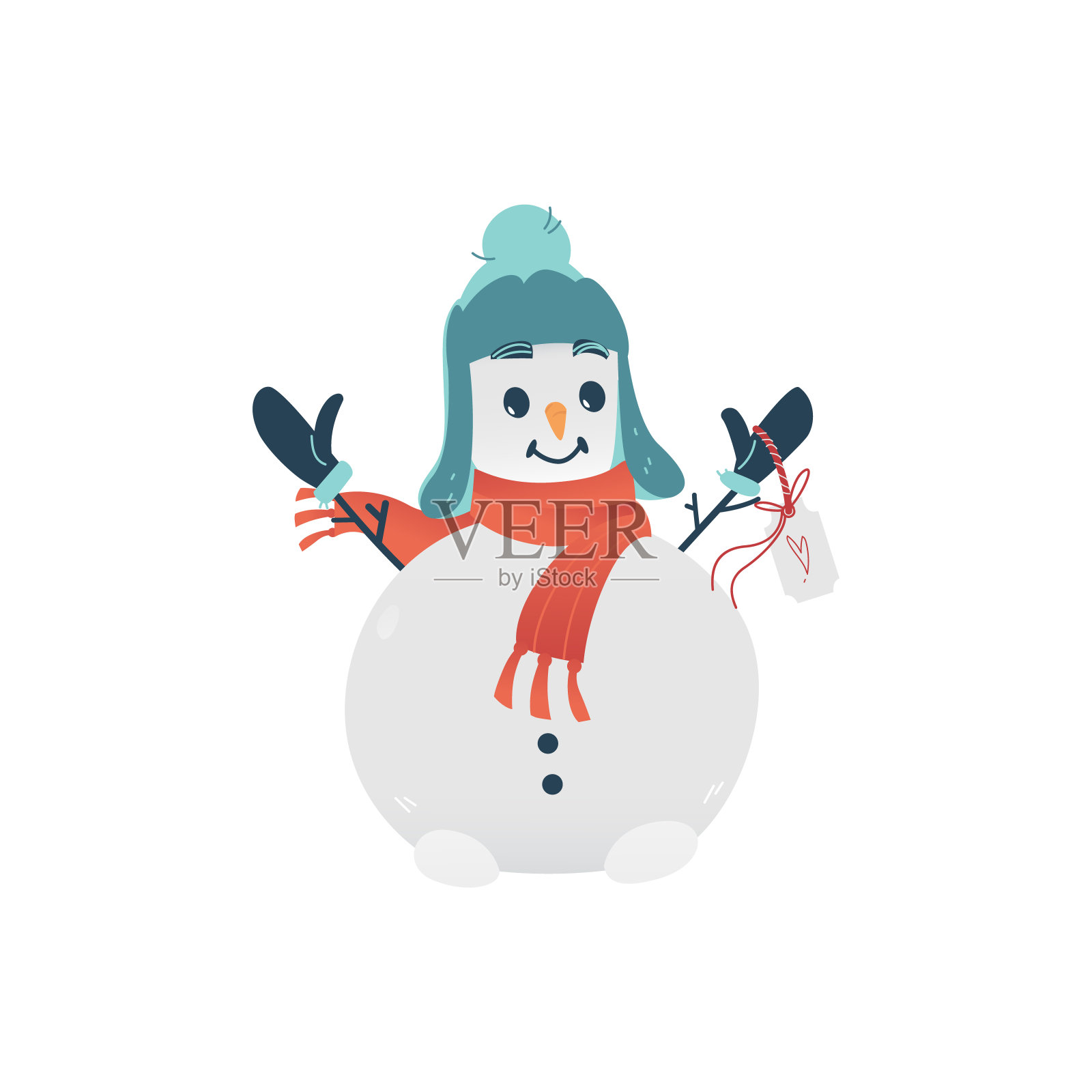 向量平愉快的雪人戴着帽子，围巾设计元素图片
