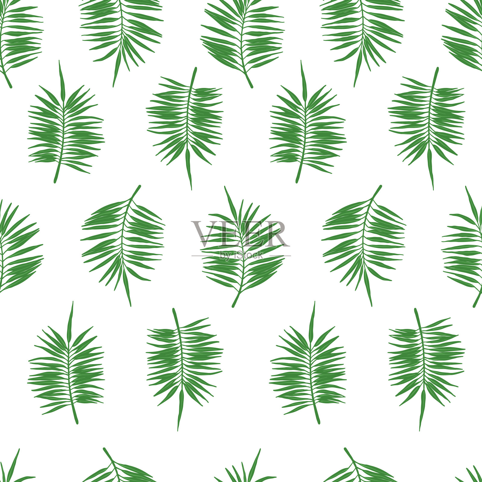 热带无缝模式与绿色棕榈叶。插画图片素材