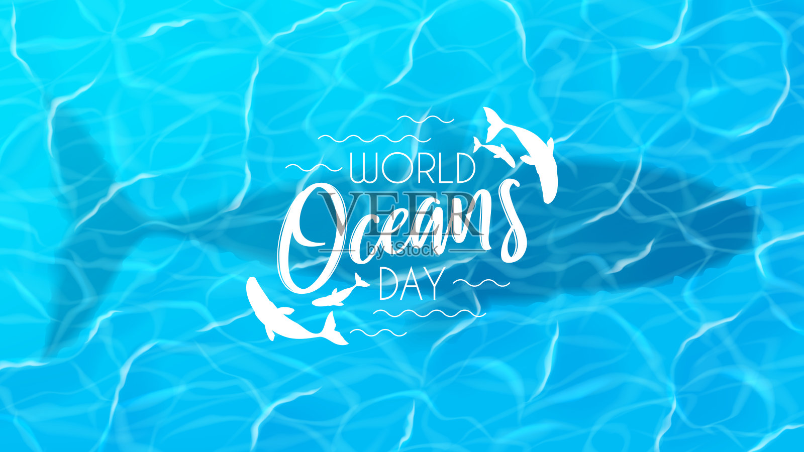 世界海洋日的蓝色横幅插画图片素材
