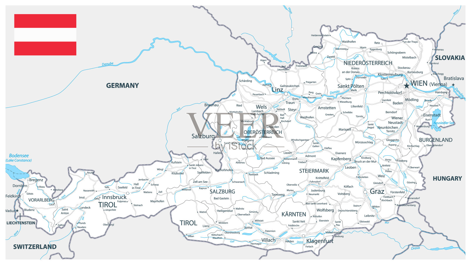 奥地利地图：离线地图和奥地利的详细地图