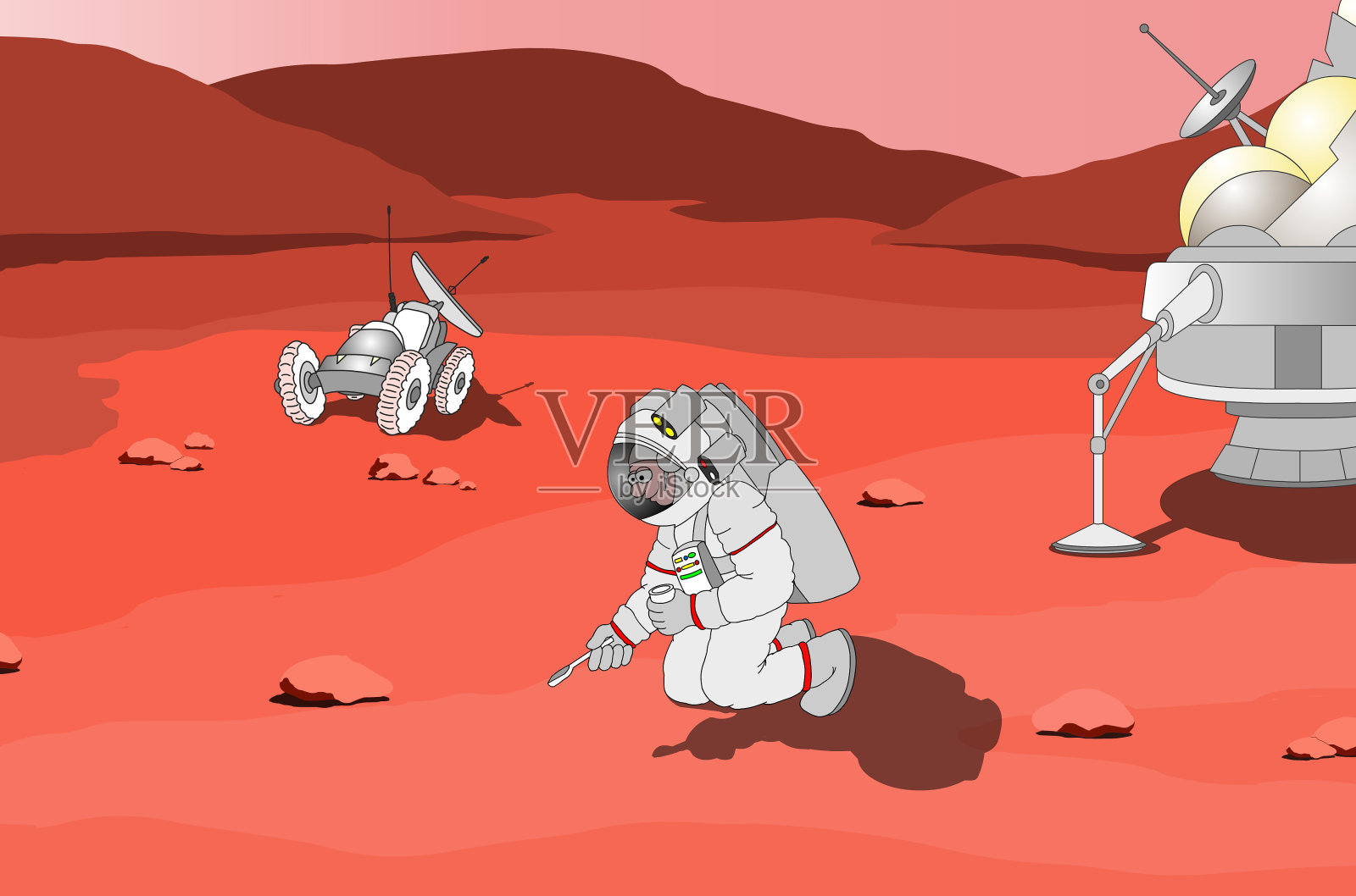 火星宇航员插画图片素材