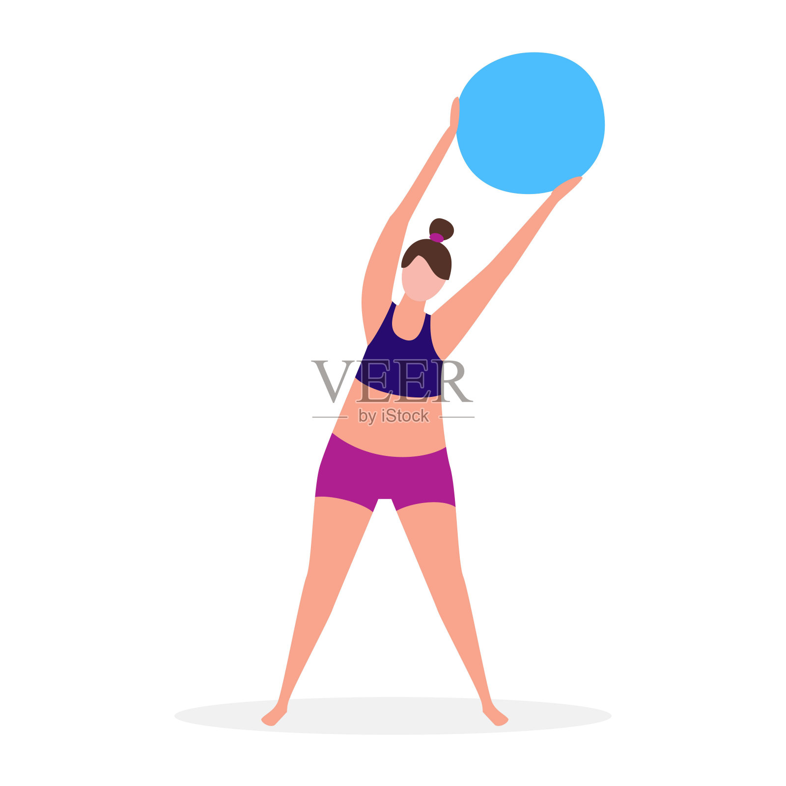 拿着体操球的女人。插画图片素材