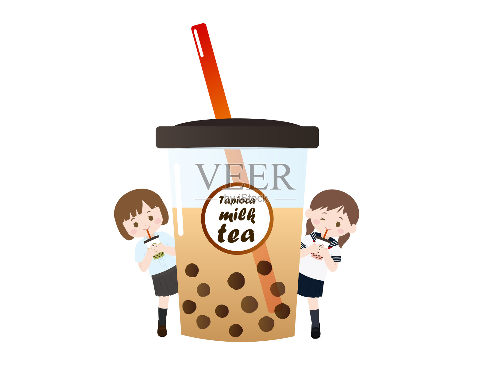 木薯牛奶tea2插画图片素材